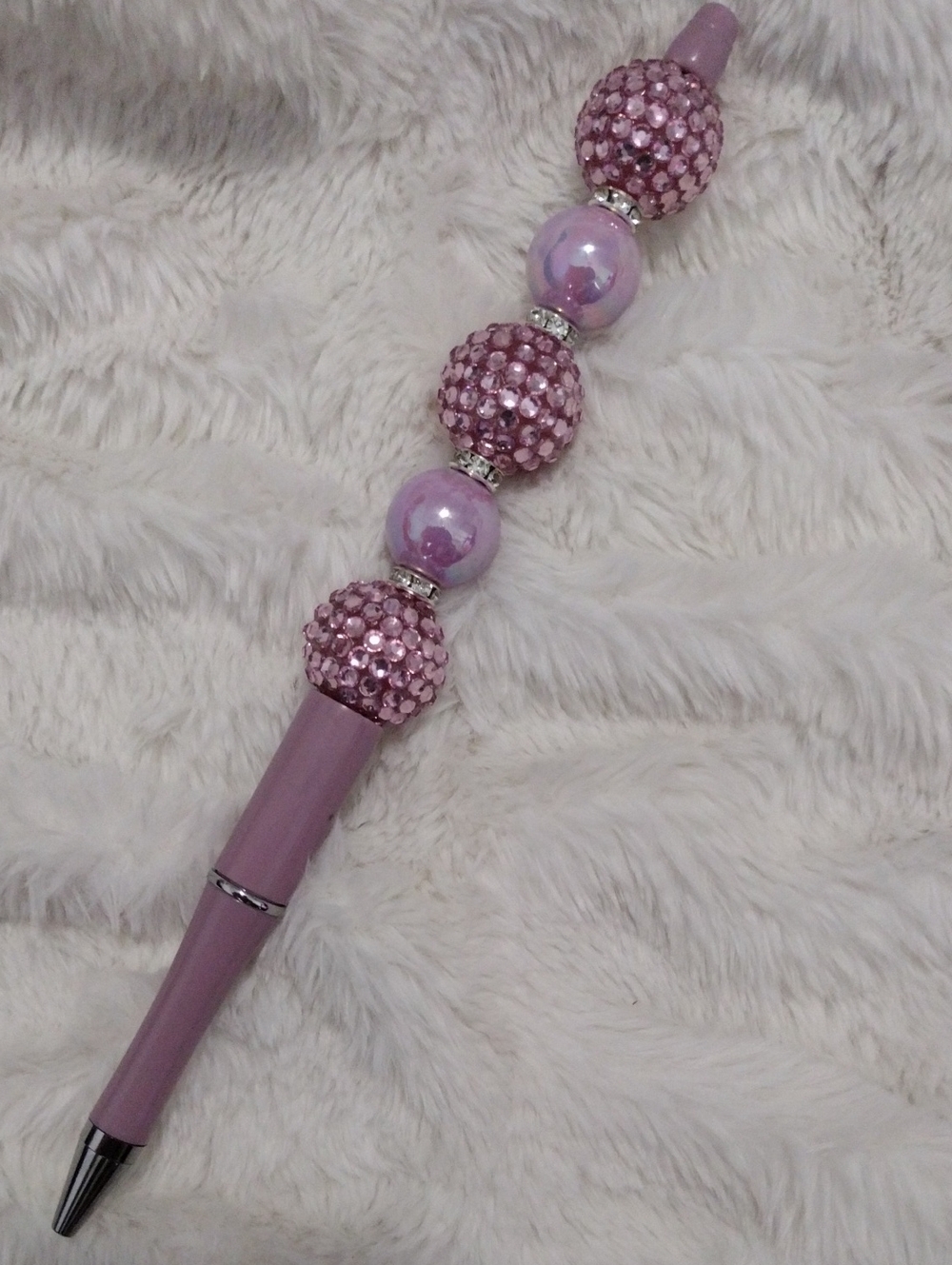 Tall Pink Champagne Crystal Beaded Pen